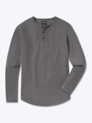 AO Long Sleeve Henley Curve Hem Tee – Luxe Leisure