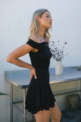 RAVAYA Off-The-Shoulder Bardot Mini Dress W Layered Skirt