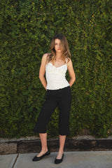LOTTIE Polka Dot Print Lace Contrast Jersey Tank