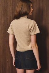 SOFT KNIT SHORT SLEEVE CROPPED TOP