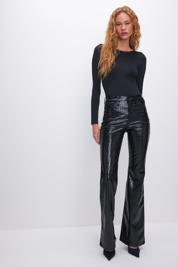 Good Legs Faux Leather Flare Pants