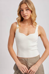 RIBBED SWEETHEART NECK TANK TOP