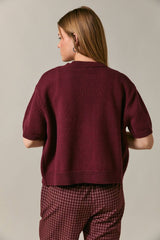 SHORT SLEEVE SWEATER CARDIGAN