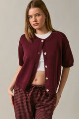 SHORT SLEEVE SWEATER CARDIGAN