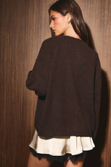 LONG SLEEVE CREW NECK SWEATER LIGHTWEIGHT CARDIGAN