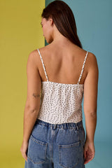Dotted Lace Trim Corset Cami Top