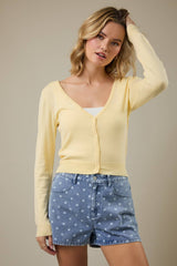V-NECK LONG SLEEVE BUTTON DOWN LIGHT WEIGHT KNIT CARDIGAN