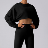 Women's Oversized Drop Shoulder Crew Neck Cropped Top