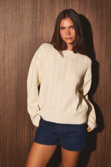 POINTELLE KNIT SWEATER TOP