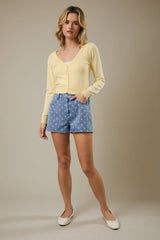 V-NECK LONG SLEEVE BUTTON DOWN LIGHT WEIGHT KNIT CARDIGAN