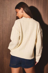 POINTELLE KNIT SWEATER TOP