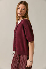 SHORT SLEEVE SWEATER CARDIGAN