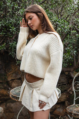 ISOLDE Chunky Knit Wool Blend Button Down Boxy Cardigan
