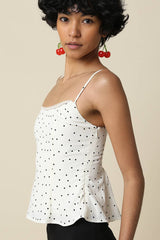 Avis Polka Dot Peplum Cami Top