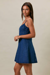 BABY DOLL SPAGHETTI DENIM DRESS