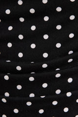 OFF SHOULDER TOP WITH SIDE RUCHING IN POLKA DOT
