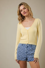 V-NECK LONG SLEEVE BUTTON DOWN LIGHT WEIGHT KNIT CARDIGAN