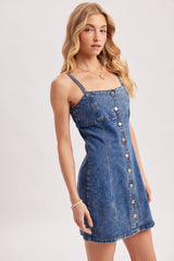DENIM BUTTON DOWN MINI DRESS