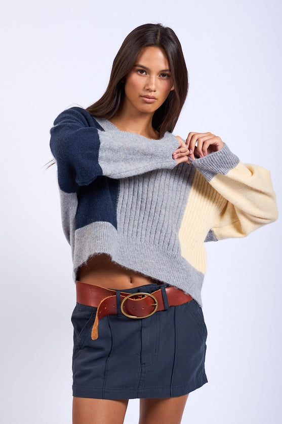 Color Block V-Neck Sweater