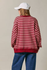 ROUND NECK HENLEY OVERSIZED SWEATSHIRT