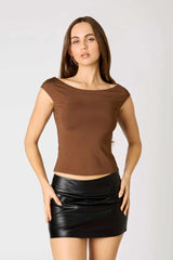 Cropped Wide Neck Top