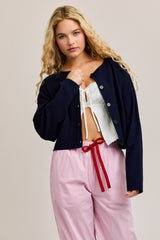 Round Neck Sweater Cardigan
