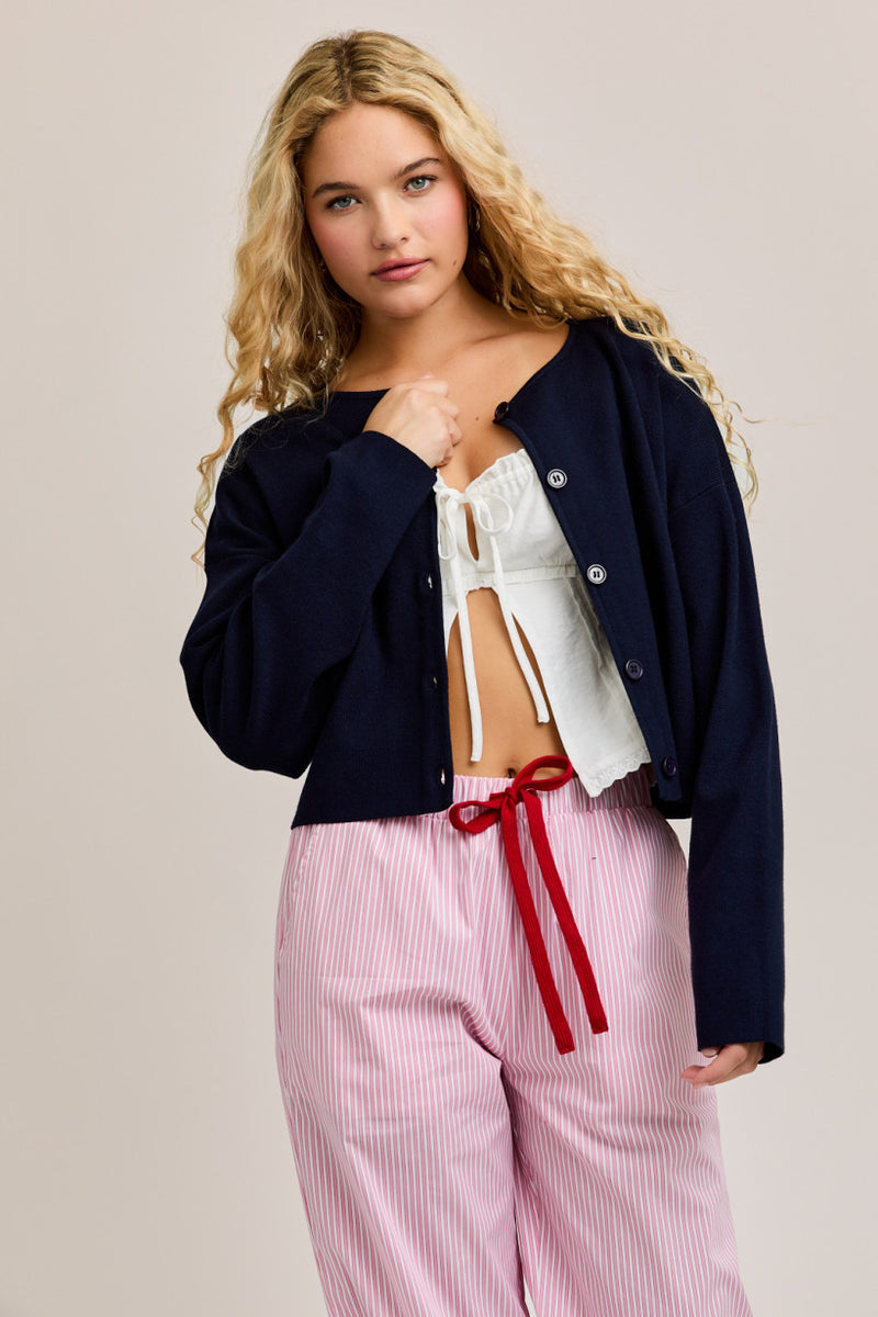 Round Neck Sweater Cardigan