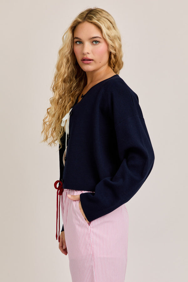 Round Neck Sweater Cardigan