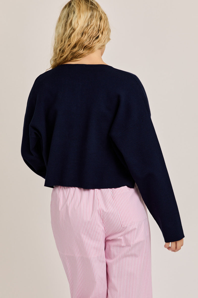 Round Neck Sweater Cardigan