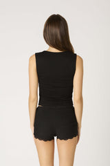 Scoop Neck Tank with Ribbon Trim