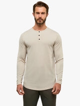 AO Long Sleeve Henley Curve-Hem
