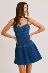 Bustier Top Low Waist Denim Dress