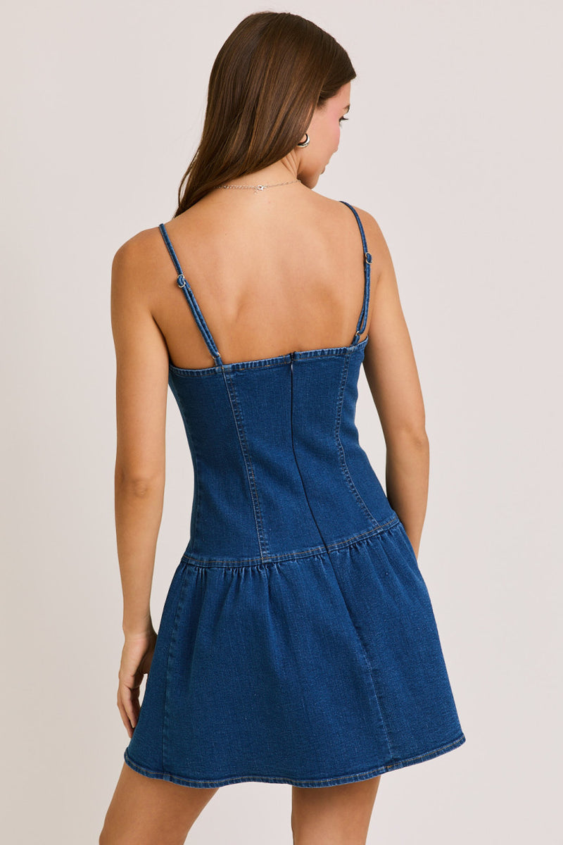 Bustier Top Low Waist Denim Dress
