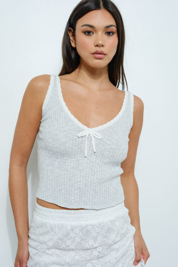 Scallop Edge Ribbed Knit Tank