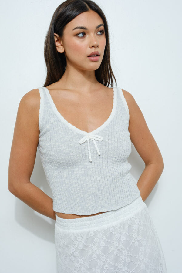 Scallop Edge Ribbed Knit Tank