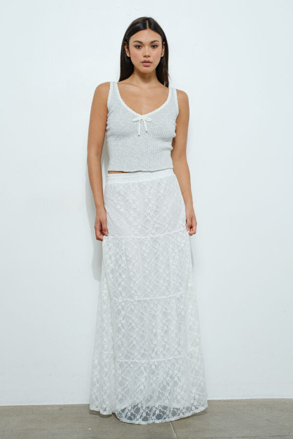 Scallop Edge Ribbed Knit Tank
