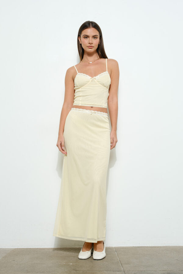 Lace Trim Mesh Cami Top