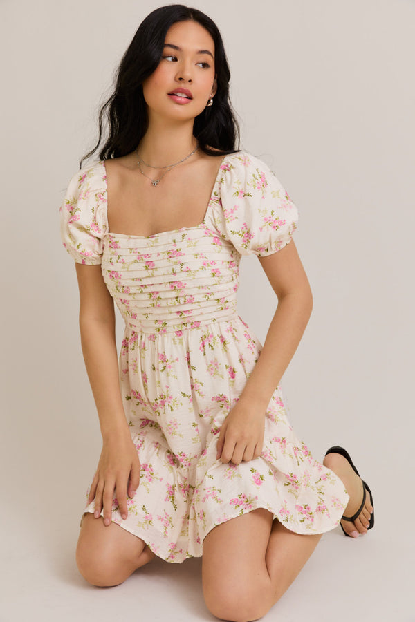 Short Sleeve Floral Mini Dress