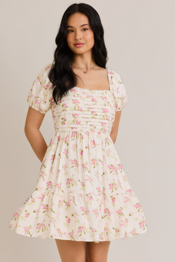 Short Sleeve Floral Mini Dress