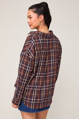 Oversized Plaid Shirt Top