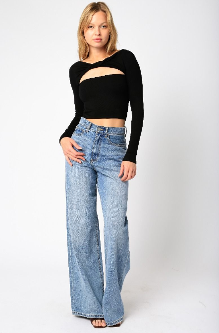 Rib Twisted Cropped Top