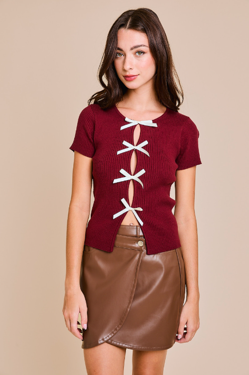 Bow Short Sleeve Top