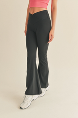 Black High Waist Crossover Flare Legging