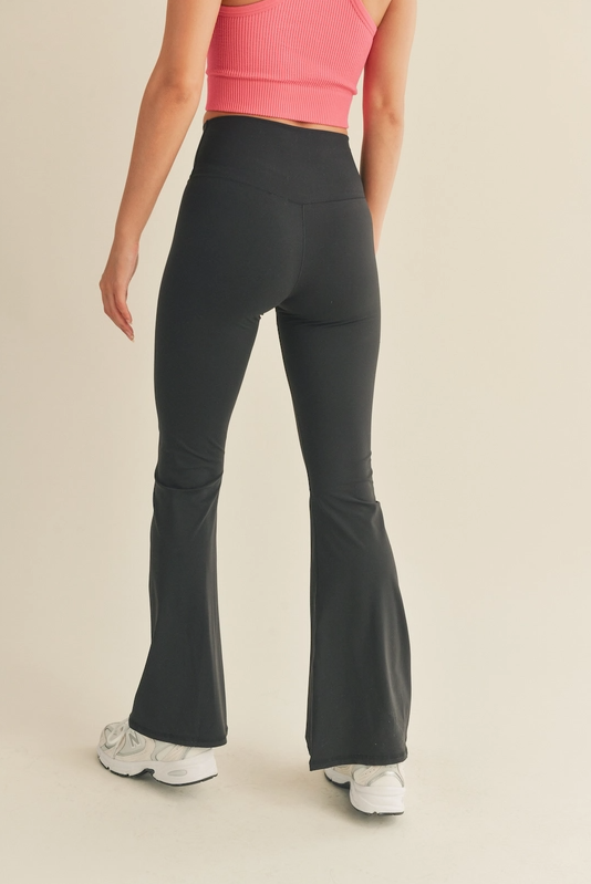 Black High Waist Crossover Flare Legging