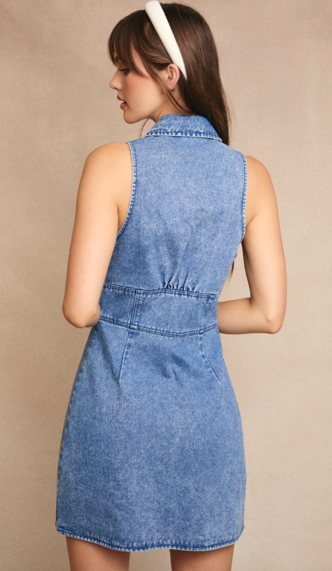 Denim Halter Mini Dress