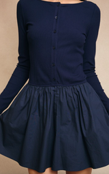 Boat Neck Knit Top Mini Dress
