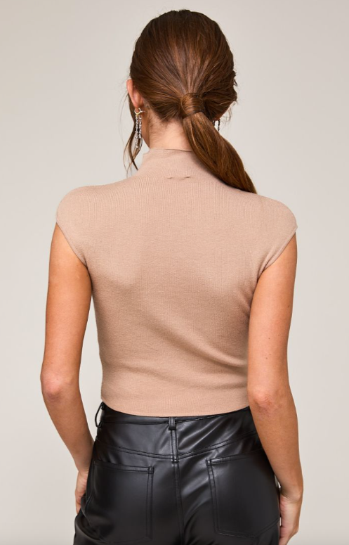 Sleeveless Ribbed Turtleneck Crop Top