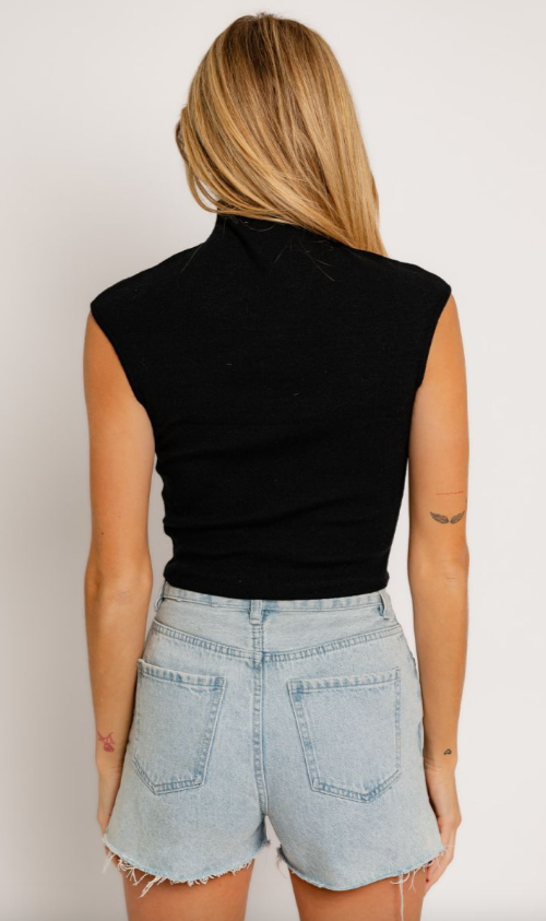 Sleeveless Ribbed Turtleneck Crop Top