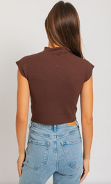 Sleeveless Ribbed Turtleneck Crop Top