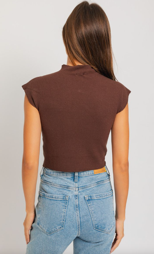 Sleeveless Ribbed Turtleneck Crop Top